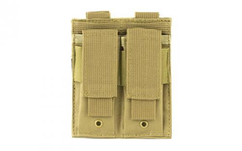 NCSTAR Double Pistol Magazine Pouch, Nylon, Tan, MOLLE Straps for Attachment, Fits Two Standard Capacity Double Stack Magazines CVP2P2931T