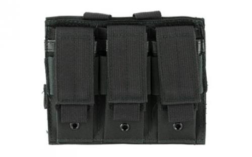 NCSTAR Triple Pistol Magazine Pouch, Nylon, Black, MOLLE Straps for Attachment, Fits Three Standard Capacity Double Stack Magazines CVP3P2932B