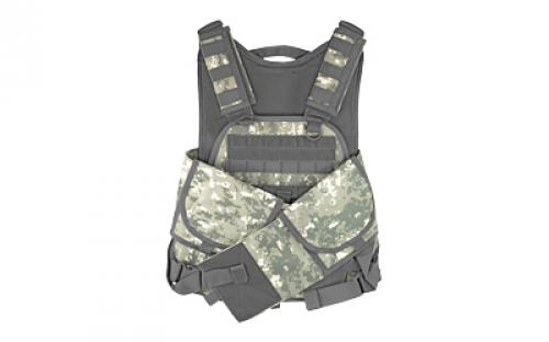 NCSTAR Plate Carrier Vest, Nylon, Digital Camo, Size Medium-2XL, Fully Adjustable, Gray PALS/ MOLLE Webbing, Compatible with 10" x 12" Hard Plates CVPCV2924D