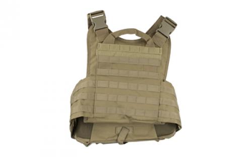 NCSTAR Plate Carrier Vest, Nylon, Tan, Size Medium-2XL, Fully Adjustable, PALS/ MOLLE Webbing, Compatible with 10 x 12 Hard Plates CVPCV2924T
