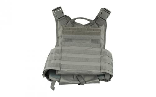 NCSTAR Plate Carrier Vest, Nylon, Gray, Size Medium-2XL, Fully Adjustable, PALS/ MOLLE Webbing, Compatible with 10 x 12 Hard Plates CVPCV2924U