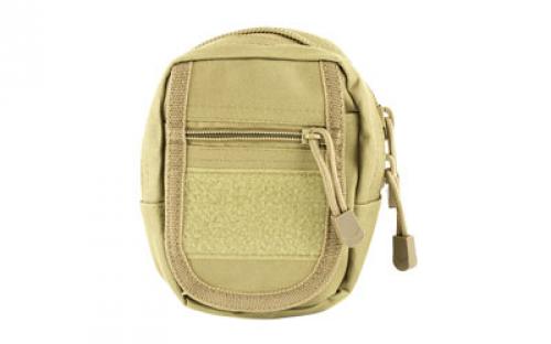 NCSTAR Small Utility Pouch, Nylon, Tan, MOLLE Straps for Attachment, Zippered Compartment CVSUP2934T