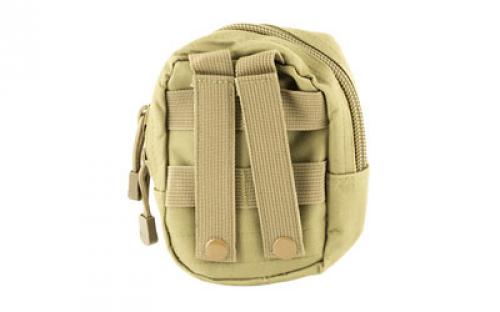 NCSTAR Small Utility Pouch, Nylon, Tan, MOLLE Straps for Attachment, Zippered Compartment CVSUP2934T