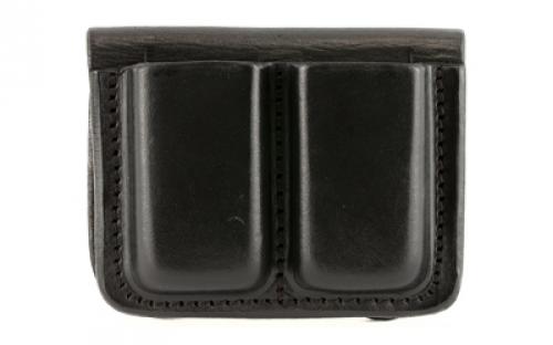 Tagua MC6 Double Mag Carrier, Fits Glock 42 & 43 Magazines, Black Leather, Ambidextrous MC6-014