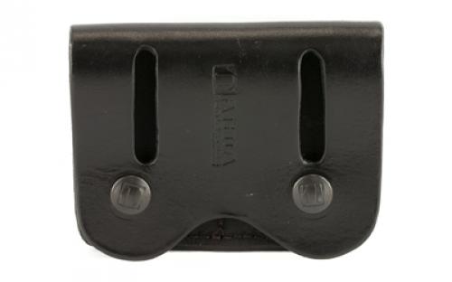 Tagua MC6 Double Mag Carrier, Fits Glock 42 & 43 Magazines, Black Leather, Ambidextrous MC6-014