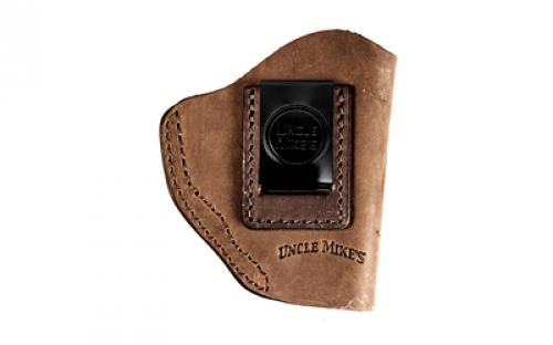 Uncle Mike's Uncle Mikes Inside Waistband Leather Holster, Size 2 , Fits Most Small Frame Revolvers (Ruger LCR/S&W J Frames/Taurus 85/856), Leather, Metal Clip, Ambidextrous, Brown UM-IWB-2-BRW-A