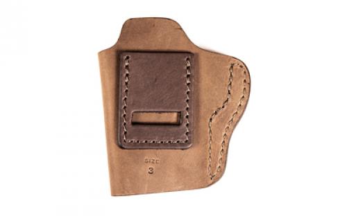 Uncle Mike's Uncle Mikes Inside Waistband Leather Holster, Size 3, Fits Most Medium Frame Autos (3" 1911/Bersa Thunder/Glock 42/43/Sig 365/Hellcat/Taurus Gx4), Leather, Metal Clip, Ambidextrous, Brown UM-IWB-3-BRW-A