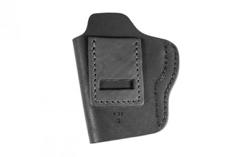 Uncle Mike's Uncle Mikes Inside Waistband Leather Holster, Size 3, Fits Most Medium Frame Autos (3" 1911/Bersa Thunder/Glock 42/43/Sig 365/Hellcat/Taurus Gx4), Leather, Metal Clip, Ambidextrous, Black UM-IWB-3-MBL-A