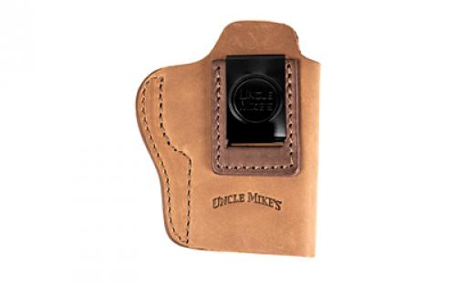 Uncle Mike's Uncle Mikes Inside Waistband Leather Holster, Size 4, Fits Most Large Frame Autos (CZ 75/ Glock 17/19/22/27/27/30/Sig P226/Springfield XD 9/S&W M&P 9), Leather, Metal Clip, Ambidextrous, Brown UM-IWB-4-BRW-A