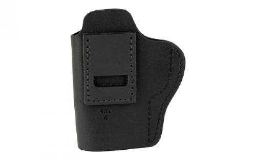 Uncle Mike's Uncle Mikes Inside Waistband Leather Holster, Size 4, Fits Most Large Frame Autos (CZ 75/ Glock 17/19/22/27/27/30/Sig P226/Springfield XD 9/S&W M&P 9), Leather, Metal Clip, Ambidextrous, Black UM-IWB-4-MBL-A