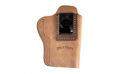 Uncle Mike's Uncle Mikes Inside Waistband Leather Holster, Size 5, Fits Most Medium/Large Frame Autos (H&K 45c/P2000USPc/VP9sk/Sig P320c/Springfield XDMc), Leather, Metal Clip, Ambidextrous, Brown UM-IWB-5-BRW-A