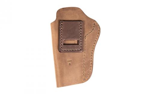 Uncle Mike's Uncle Mikes Inside Waistband Leather Holster, Size 6, Fits 4"/5" 1911 with Rail and Hi Power, Leather, Metal Clip, Ambidextrous, Brown UM-IWB-6-BRW-A