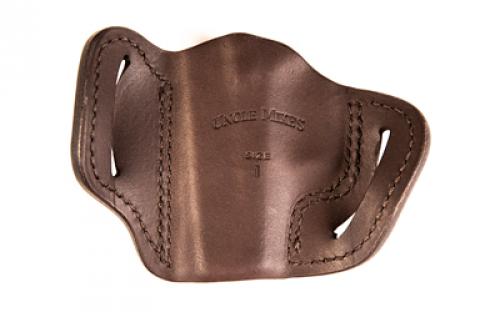 Uncle Mike's Uncle Mikes Outside Waistband Leather Holster, Size 1, Fits Most Small Frame Autos (3" 1911/Bersa Thunder/Glock 42/43), Leather, Right Hand, Brown UM-OWB-1-BRW-R
