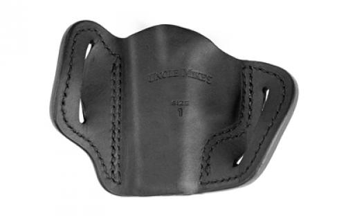 Uncle Mike's Uncle Mikes Outside Waistband Leather Holster, Size 1, Fits Most Small Frame Autos (3" 1911/Bersa Thunder/Glock 42/43), Leather, Right Hand, Black UM-OWB-1-MBL-R