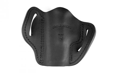 Uncle Mike's Uncle Mikes Outside Waistband Leather Holster, Size 2, Fits Most Medium/Large Frame Autos (1911 3" with Rail, Glock 17/19/26, M&P 9/Shield), Right Hand, Black UM-OWB-2-MBL-R