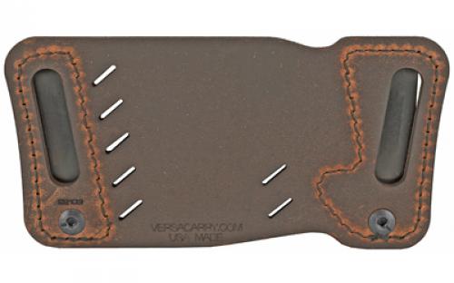 Versacarry Orion IWB/OWB Holster, Fits Most Single Stack and Sub-Compact Semi-Automatic Pistols, Distressed Brown Color, Water Buffalo Leather, Right Hand 22103