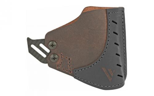 Versacarry Pocket Holster, Fits Most Single Stack and Sub-Compact Semi-Automatic Pistols, Black and Distressed Brown Color, Water Buffalo Leather, w/ Kydex Retention Hooks, Ambidextrous PK23
