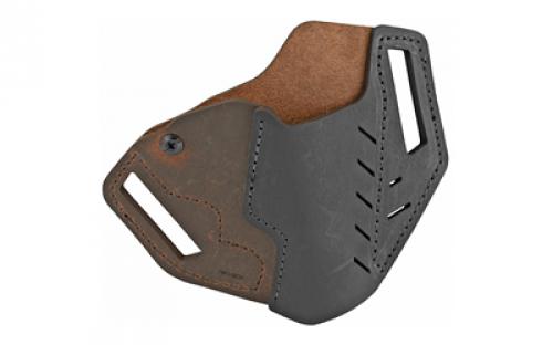 Versacarry Revolver Belt Holster, Fits S&W J-Frame and Ruger LCR, Black and Distressed Brown Color, Water Buffalo Leather, w/ Tension Adjustment, Right Hand REV201