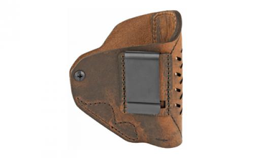 Versacarry Revolver Inside Waistband Holster, Fits S&W J-Frame and Ruger LCR, Black and Distressed Brown Color, Water Buffalo Leather, w/ Tension Adjustment, Right Hand REV211