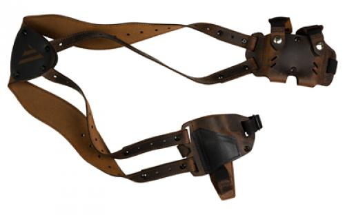 Versacarry Shoulder Holster Deluxe, Fits Beretta Nano, Bersa Thunder, CZ 2075 RAMI, Diamondback DB9, Glock 42/43/48, S&W Shield/Shield Plus and Shield EZ, Springfield XDs, Taurus GX4 and Similar Size Pistols, Leather and Kydex, Distressed Brown, Right Hand SH23