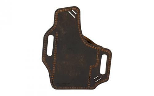 Versacarry Guardian Arc Angel, Outside the Waistband Holster, Fits CZ 2075 RAMI, Diamondback DB9, Glock 42/43/48, S&W Shield/Shield Plus and Shield EZ, Springfield XDs, Taurus GX4 and Similar Size Pistols, Leather, Distressed Brown, Right Hand UGA3BRN