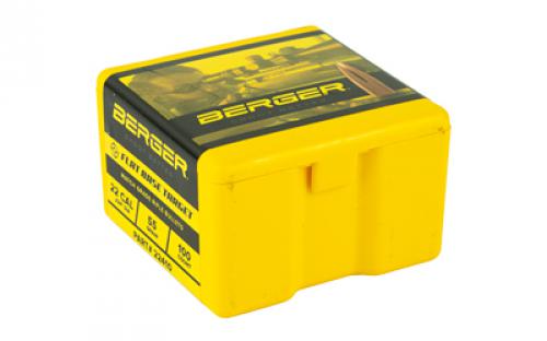 Berger Bullets FB Target, .224 Diameter, 22 Caliber, 55 Grain, Flat Base Hollow Point, 100 Count 22410