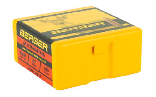 Berger Bullets VLD Hunting, .243 Diameter, 6MM/243 Winchester, 87 Grain, Boat Tail Hollow Point, 100 Count 24524