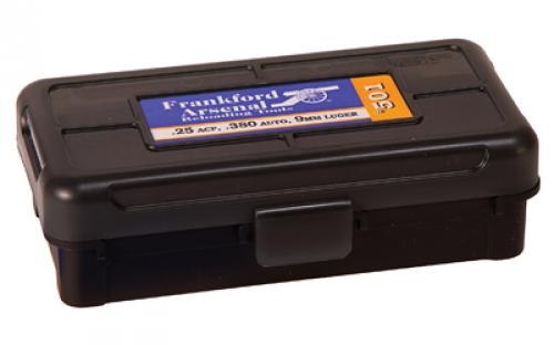 Frankford Arsenal Hinge-Top Ammo Box, 501, 50 Rounds, Fits 32ACP, 380 Auto and 9MM, Smoke Gray, Plastic 1083783
