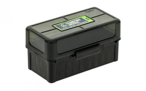 Frankford Arsenal Hinge-Top Ammo Box, 509, 50 Rounds, Fits 22-250 Remington, 243 Winchester, 308 Winchester and 7mm-08, Smoke Grey, Plastic 1083788