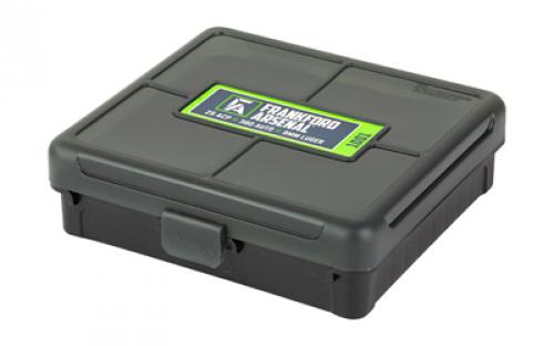 Frankford Arsenal Hinge-Top Ammo Box, 1001, 100 Rounds, Fits 32ACP, 380 Auto and 9MM, Smoke Gray, Plastic 1083797