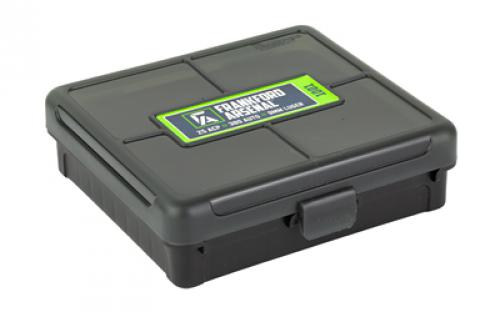 Frankford Arsenal Hinge-Top Ammo Box, 1001, 100 Rounds, Fits 32ACP, 380 Auto and 9MM, Smoke Gray, Plastic 1083797