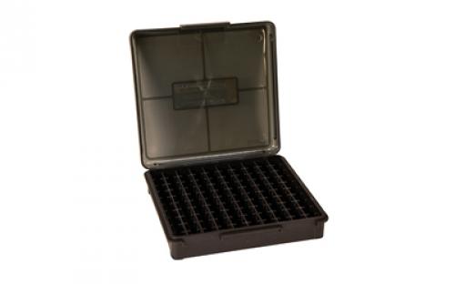 Frankford Arsenal Hinge-Top Ammo Box, 1008, 100 Rounds, Fits 10MM, 40S&W and 45ACP, Smoke Gray, Plastic 1083798