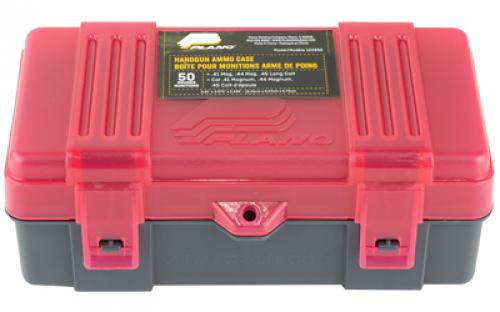 Plano Ammunition Box, Holds 50 Rounds of .41 Mag/.44 Mag/.45 LC Handgun Rounds, Charcoal/Rose , 6 Pack 122650