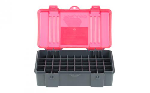 Plano Ammunition Box, Holds 50 Rounds of .41 Mag/.44 Mag/.45 LC Handgun Rounds, Charcoal/Rose , 6 Pack 122650