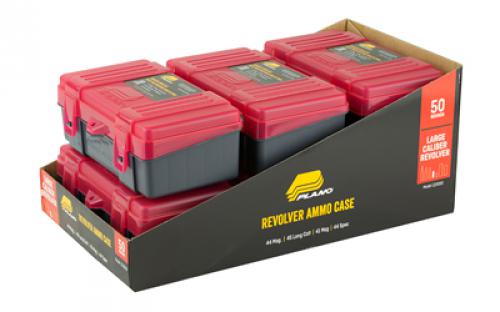 Plano Ammunition Box, Holds 50 Rounds of .41 Mag/.44 Mag/.45 LC Handgun Rounds, Charcoal/Rose , 6 Pack 122650