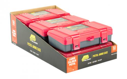 Plano Ammunition Box, Holds 50 Rounds of .45ACP/.40 S&W/10mm Handgun Rounds, Charcoal/Rose , 6 Pack 122750