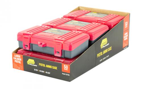 Plano Ammunition Box, Holds 50 Rounds of .45ACP/.40 S&W/10mm Handgun Rounds, Charcoal/Rose , 6 Pack 122750
