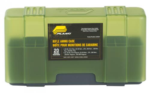 Plano Ammunition Box, Holds 20 Rounds Of 20 .30-06/7mm Mag/.338/.340 Rifle Rounds, Charcoal/Green, 6 Pack 123020