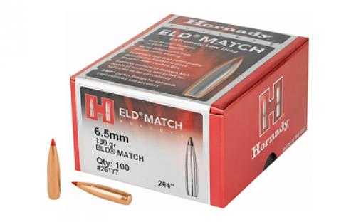Hornady ELD-M, .264 Diameter, 6.5MM, 130 Grain, Ballistic Tip, 100 Count 26177