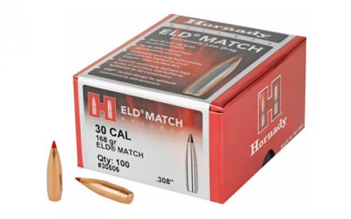 Hornady ELD-M, .308 Diameter, 30 Caliber, 168 Grain, Ballistic Tip, 100 Count 30506
