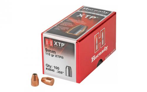 Hornady XTP, .355 Diameter, 9MM, 115 Grain, Hollow Point, 100 Count 35540