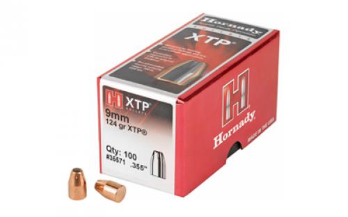 Hornady XTP, .355 Diameter, 9MM, 124 Grain, Hollow Point, 100 Count 35571