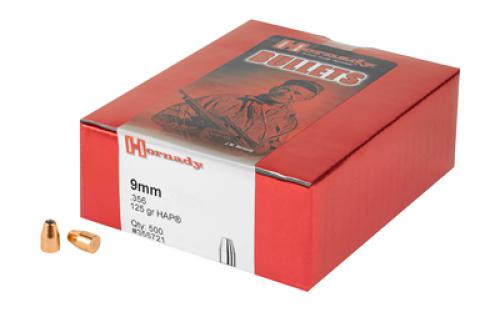 Hornady HAP, .356 Diameter, 9MM, 125 Grain, Hollow Point, 500 Count 355721