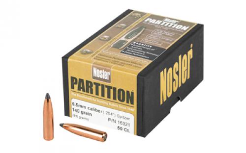 NOSLER Partition, .264 Diameter, 6.5MM, 140 Grain, Spitzer, 50 Count 16321