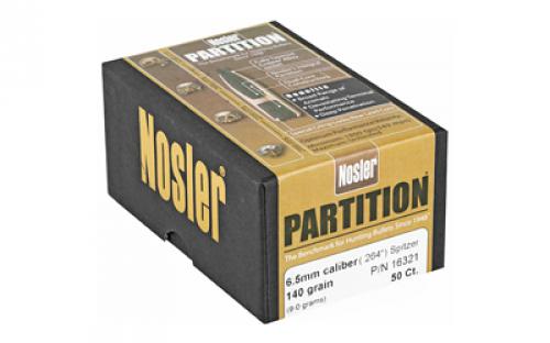NOSLER Partition, .264 Diameter, 6.5MM, 140 Grain, Spitzer, 50 Count 16321