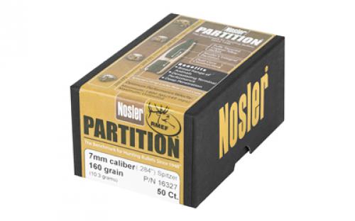 NOSLER Partition, .284 Diameter, 7MM, 160 Grain, Spitzer, 50 Count 16327