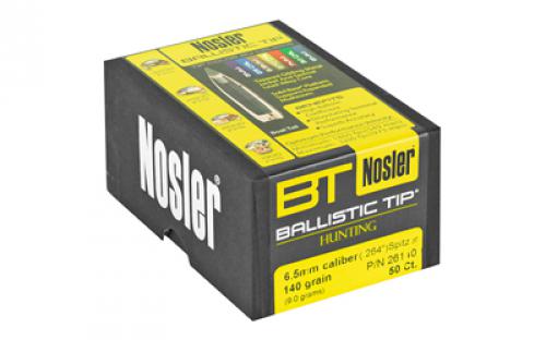 NOSLER Ballistic Tip, .264 Diameter, 6.5MM, 140 Grain, Spitzer Boat Tail, 50 Count 26140