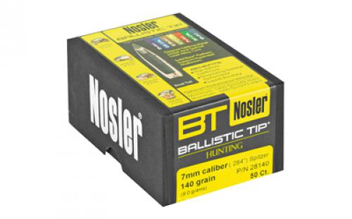 NOSLER Ballistic Tip, .284 Diameter, 7MM, 140 Grain, Spitzer Boat Tail, 50 Count 28140