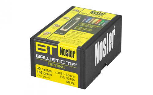 NOSLER Ballistic Tip, .308 Diameter, 30 Caliber, 165 Grain, Spitzer Boat Tail, 50 Count 30165