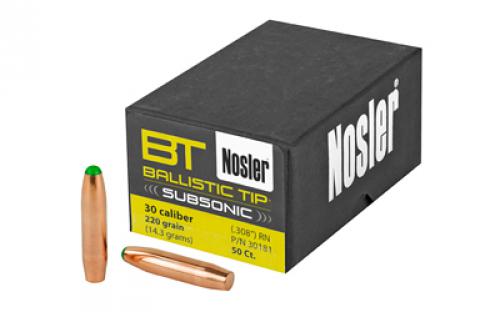 NOSLER Ballistic Tip, .308 Diameter, 30 Caliber, 220 Grain, Spitzer Boat Tail, 50 Count 30181